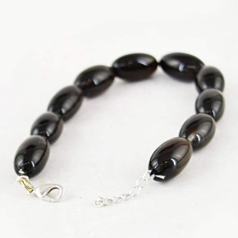 gemsmore:Natural Smoky Quartz Bracelet Oval Shape Untreated Beads