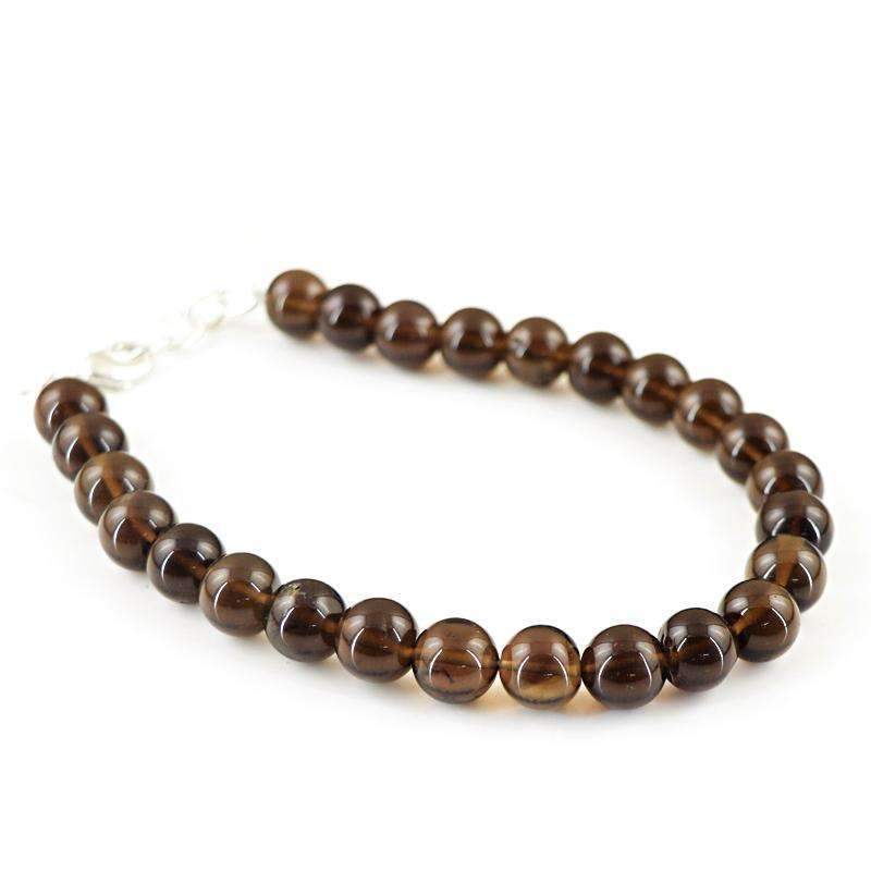 gemsmore:Natural Smoky Quartz Bracelet Round Shape Beads