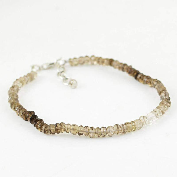 gemsmore:Natural Smoky Quartz Bracelet Round Shape Faceted Beads