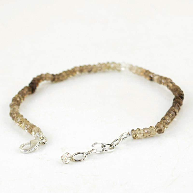gemsmore:Natural Smoky Quartz Bracelet Round Shape Faceted Beads