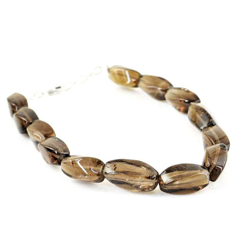 gemsmore:Natural Smoky Quartz Bracelet Untreated Faceted Beads