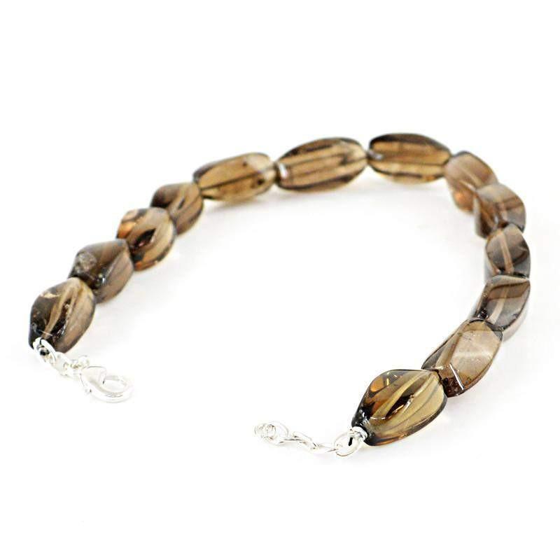 gemsmore:Natural Smoky Quartz Bracelet Untreated Faceted Beads