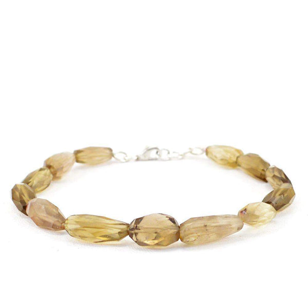 gemsmore:Natural Smoky Quartz Bracelet Untreated Faceted Beads
