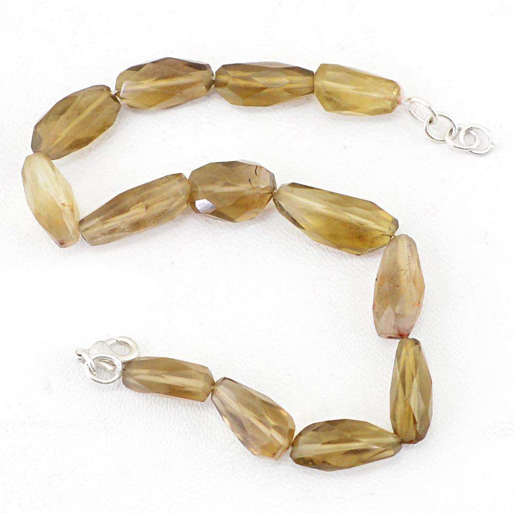 gemsmore:Natural Smoky Quartz Bracelet Untreated Faceted Beads