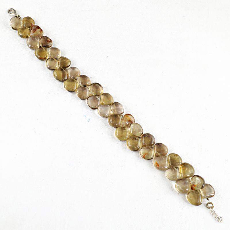 gemsmore:Natural Smoky Quartz Bracelet Untreated Pear Shape Beads