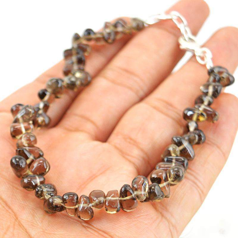 gemsmore:Natural Smoky Quartz Bracelet Untreated Tear Drop Beads