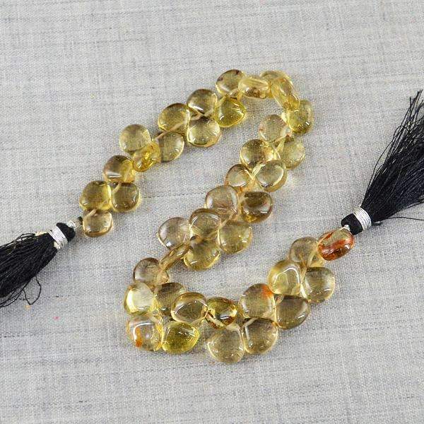 gemsmore:Natural Smoky Quartz Drilled Beads Strand - Pear Shape