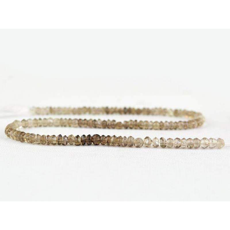 gemsmore:Natural Smoky Quartz Drilled Beads Strand Round Shape Faceted