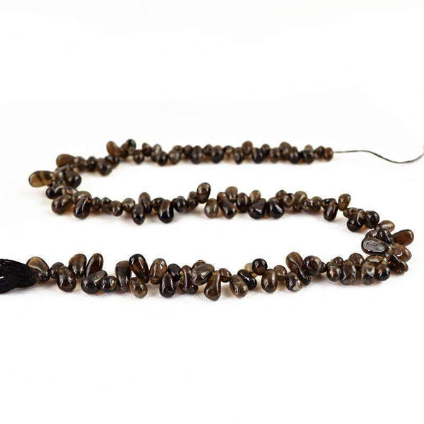 gemsmore:Natural Smoky Quartz Drilled Beads Strand