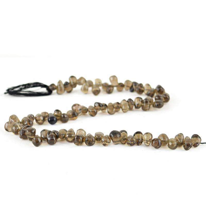 gemsmore:Natural Smoky Quartz Drilled Beads Strand