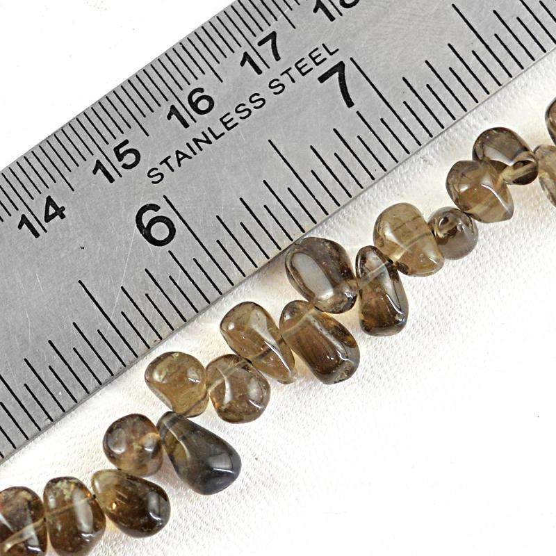 gemsmore:Natural Smoky Quartz Drilled Beads Strand