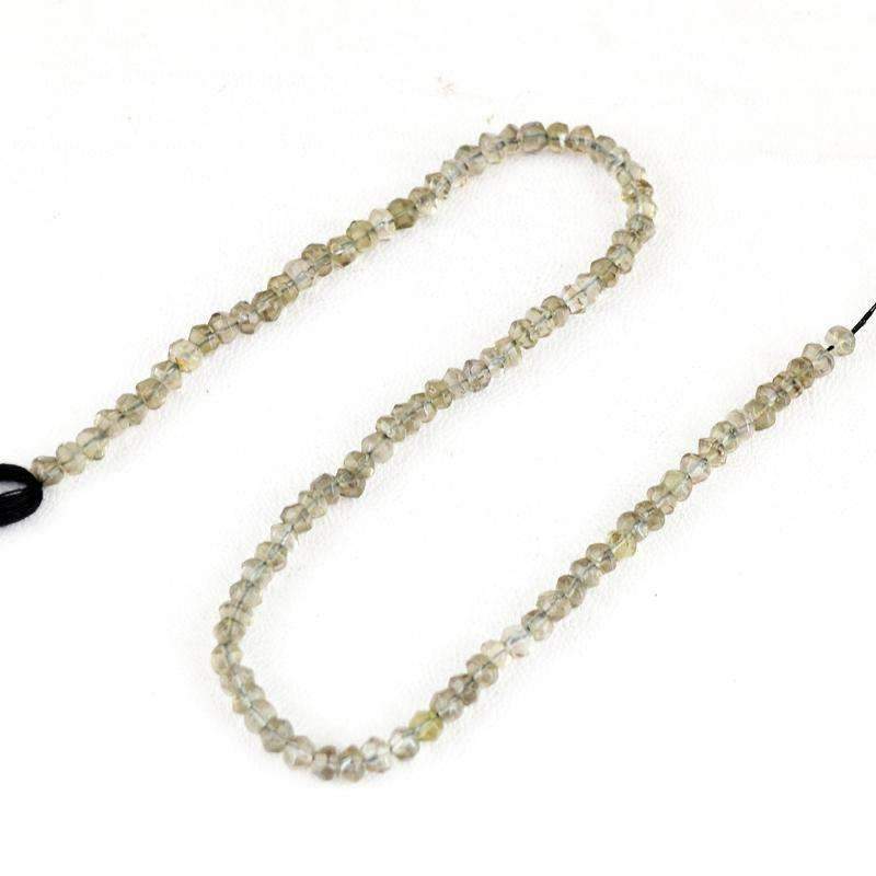 gemsmore:Natural Smoky Quartz Drilled Round Cut Beads Strand
