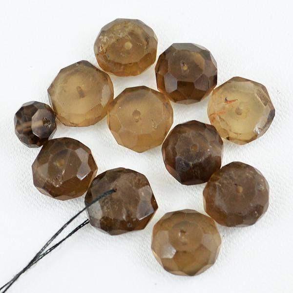 gemsmore:Natural Smoky Quartz Faceted Round Beads Lot