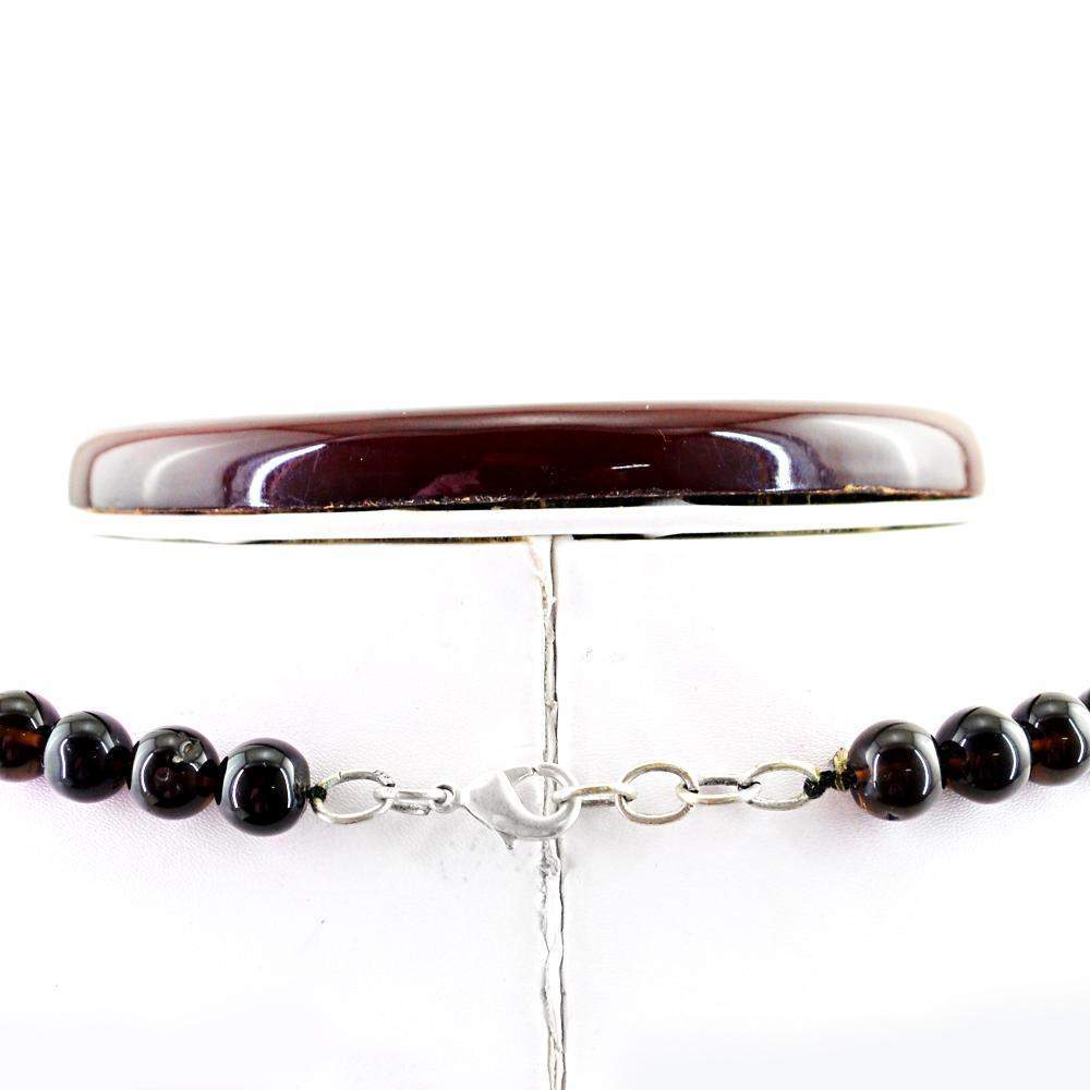 gemsmore:Natural Smoky Quartz Necklace 20 Inches Long Unheated Round Shape Beads