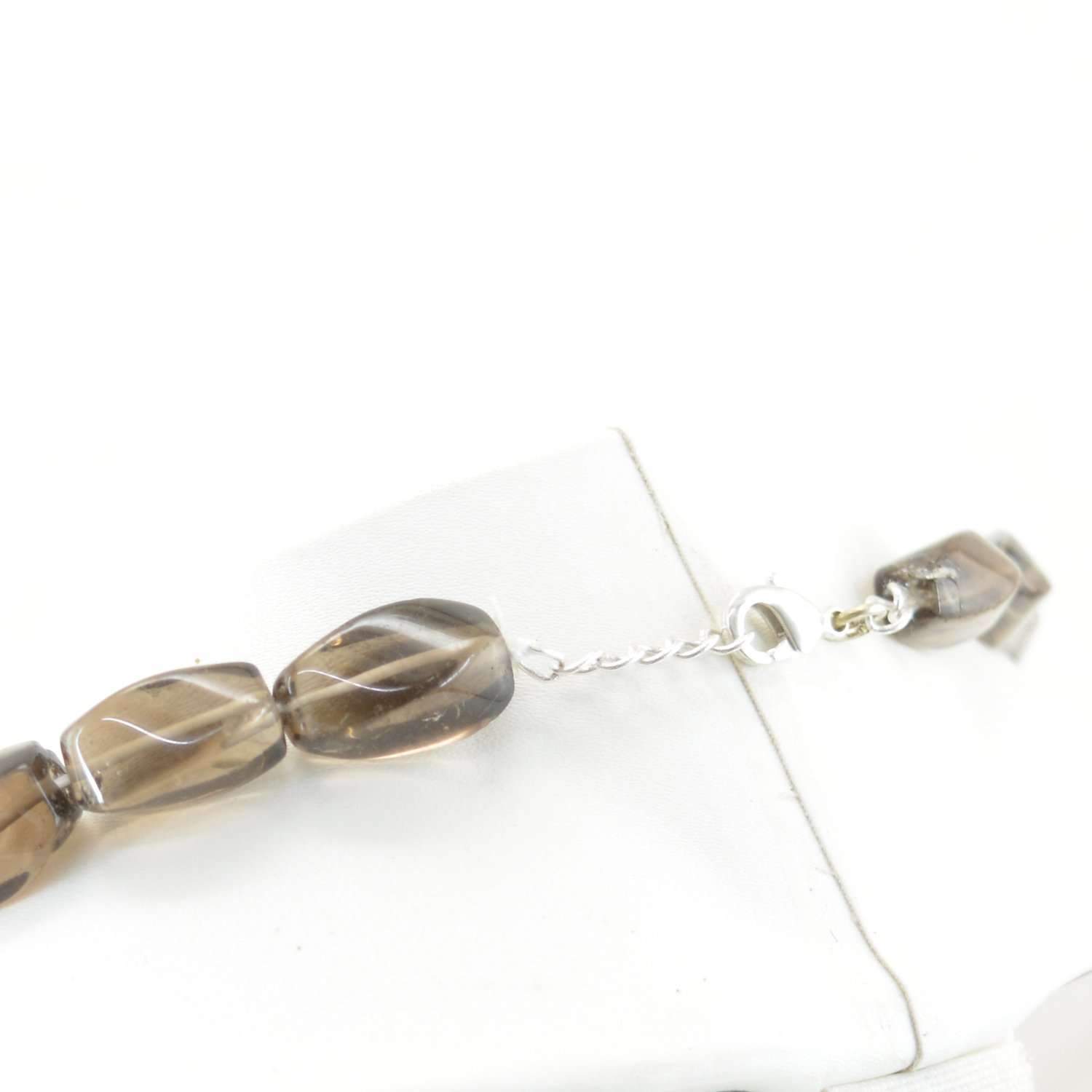 gemsmore:Natural Smoky Quartz Necklace 20 Inches Long Untreated Beads