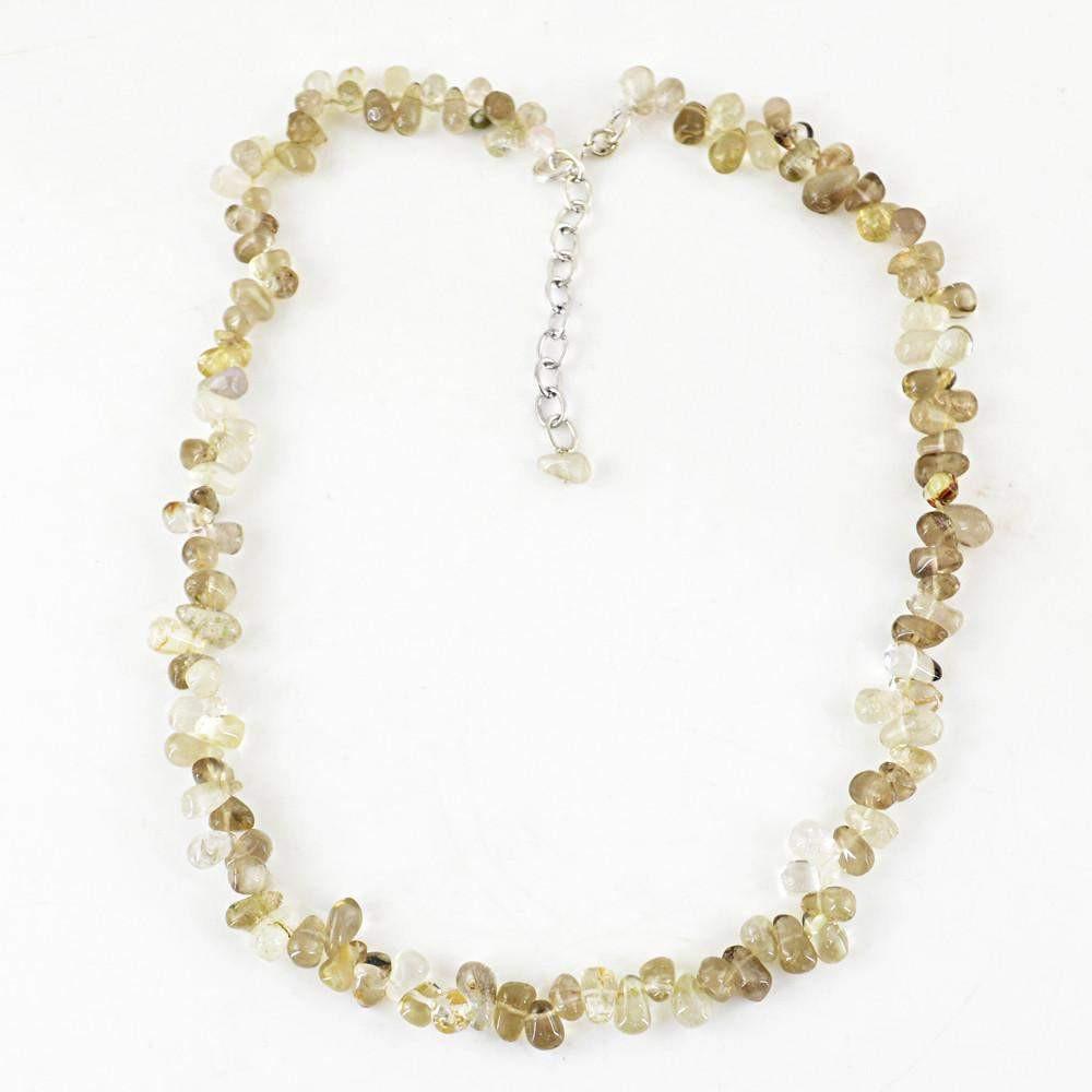 gemsmore:Natural Smoky Quartz Necklace Untreated Tear Drop Beads