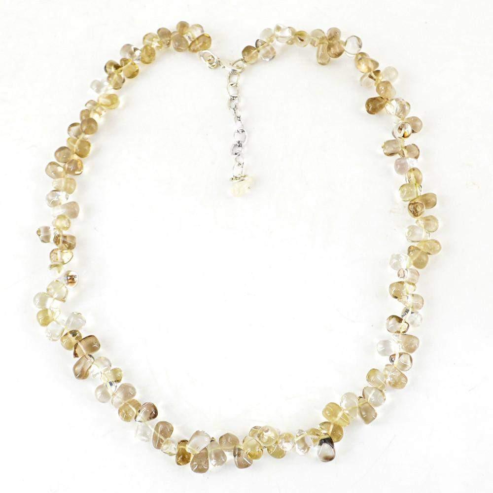 gemsmore:Natural Smoky Quartz Necklace Untreated Tear Drop Beads