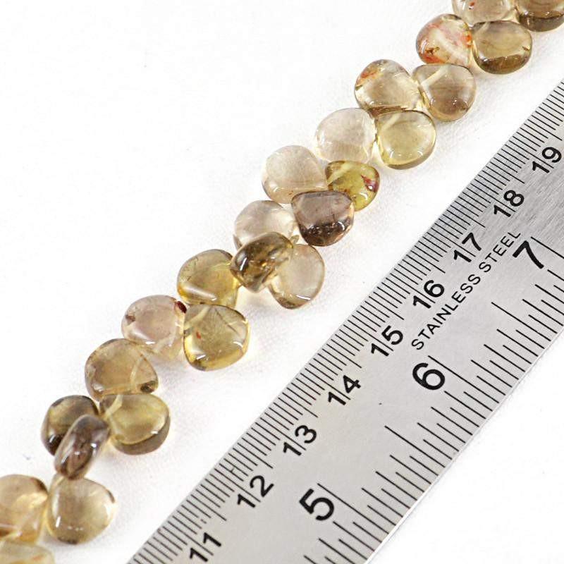 gemsmore:Natural Smoky Quartz Pear Shape Beads Strand