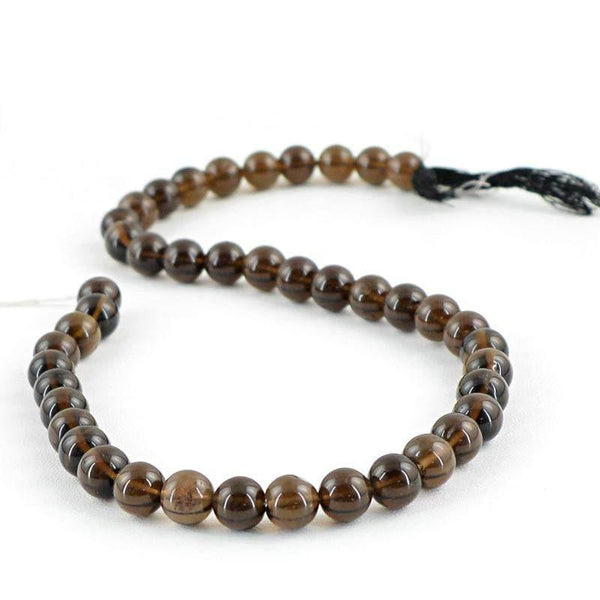 gemsmore:Natural Smoky Quartz Round Shape Beads Strand