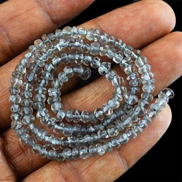 gemsmore:Natural Smoky Quartz Round Shape Beads Strand