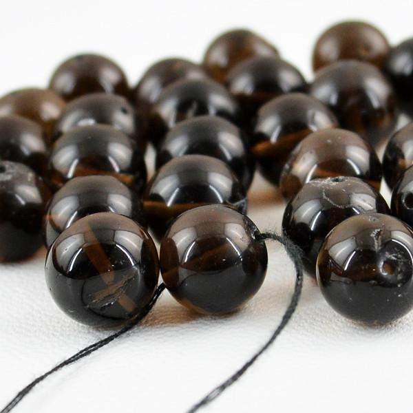 gemsmore:Natural Smoky Quartz Round Shape Drilled Beads Lot