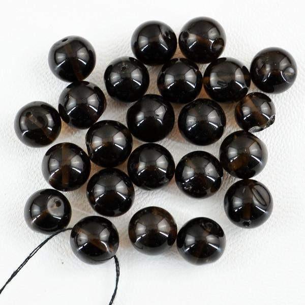 gemsmore:Natural Smoky Quartz Round Shape Drilled Beads Lot