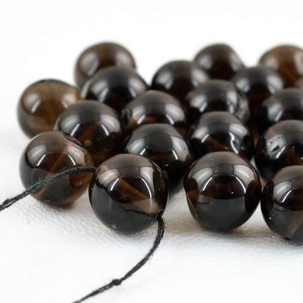 gemsmore:Natural Smoky Quartz Round Shape Drilled Beads Lot