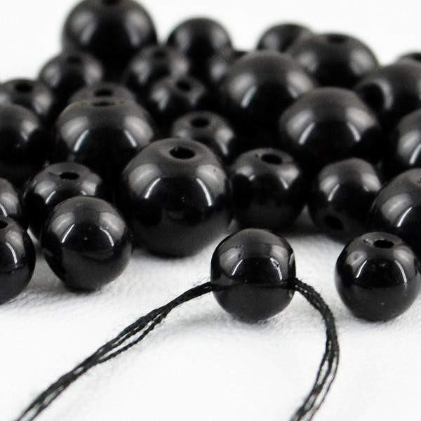 gemsmore:Natural Smoky Quartz Round Shape Drilled Beads Lot