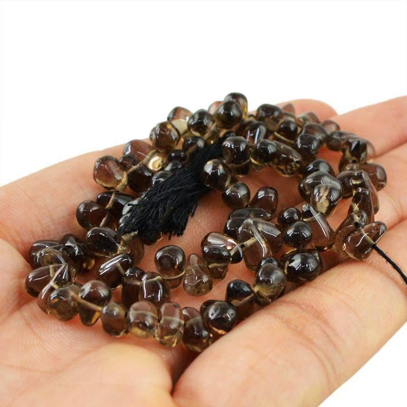 gemsmore:Natural Smoky Quartz Unheated Beads Strand