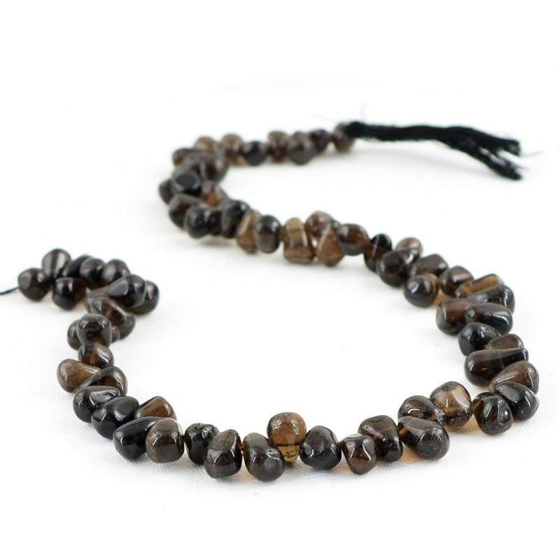 gemsmore:Natural Smoky Quartz Untreated Drilled Beads Strand