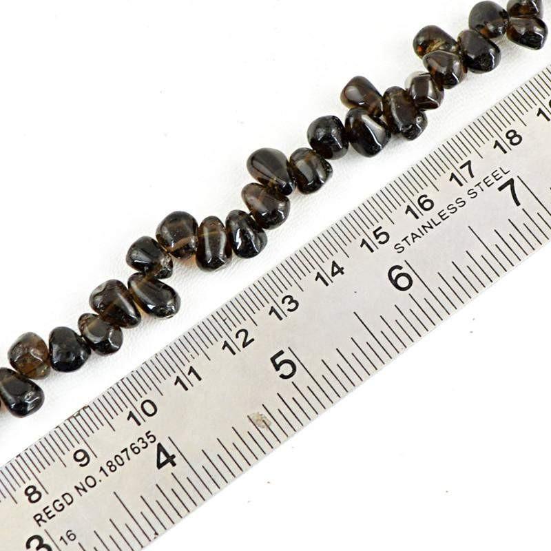 gemsmore:Natural Smoky Quartz Untreated Drilled Beads Strand