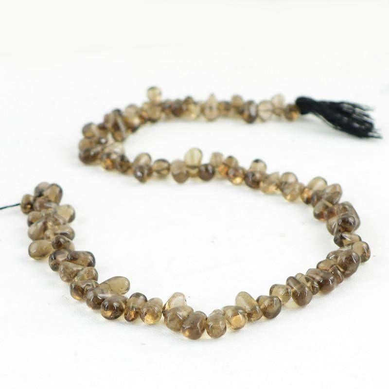 gemsmore:Natural Smoky Quartz Untreated Drilled Beads Strand