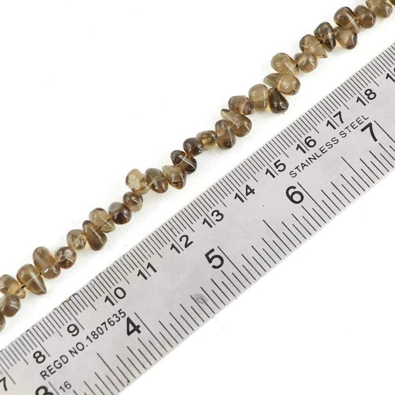 gemsmore:Natural Smoky Quartz Untreated Drilled Beads Strand