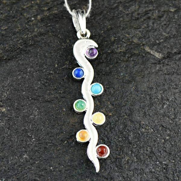 gemsmore:Natural Snake Seven Chakra Reiki Healing Pendant