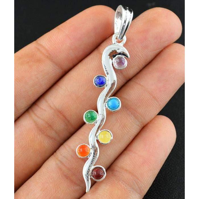 gemsmore:Natural Snake Seven Chakra Reiki Healing Pendant