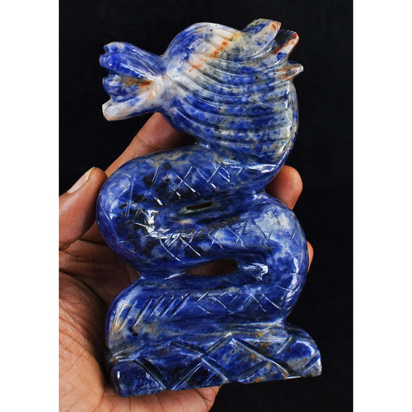 gemsmore:Natural Sodalite Hand Carved Genuine Crystal Gemstone Carving Dragon