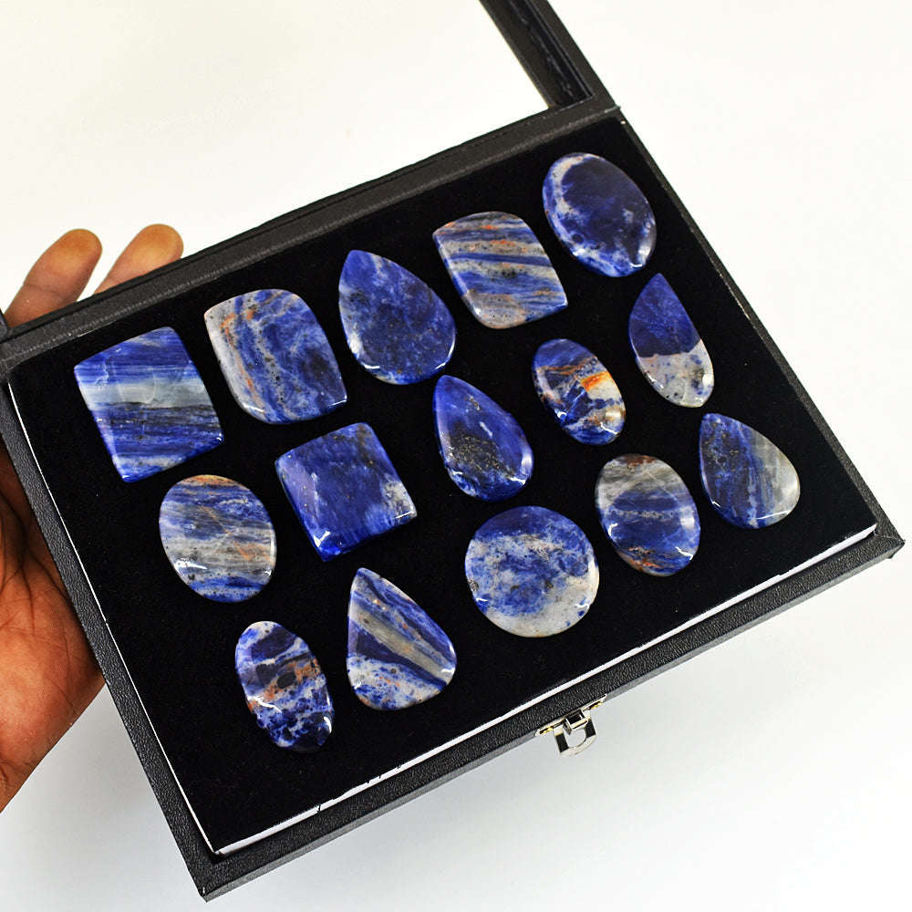 gemsmore:Natural Sodalite Untreated Gemstone Cabochon Lot