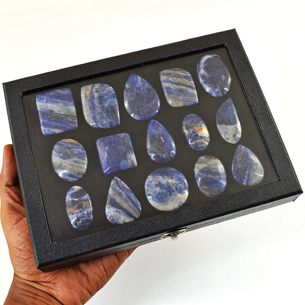 gemsmore:Natural Sodalite Untreated Gemstone Cabochon Lot