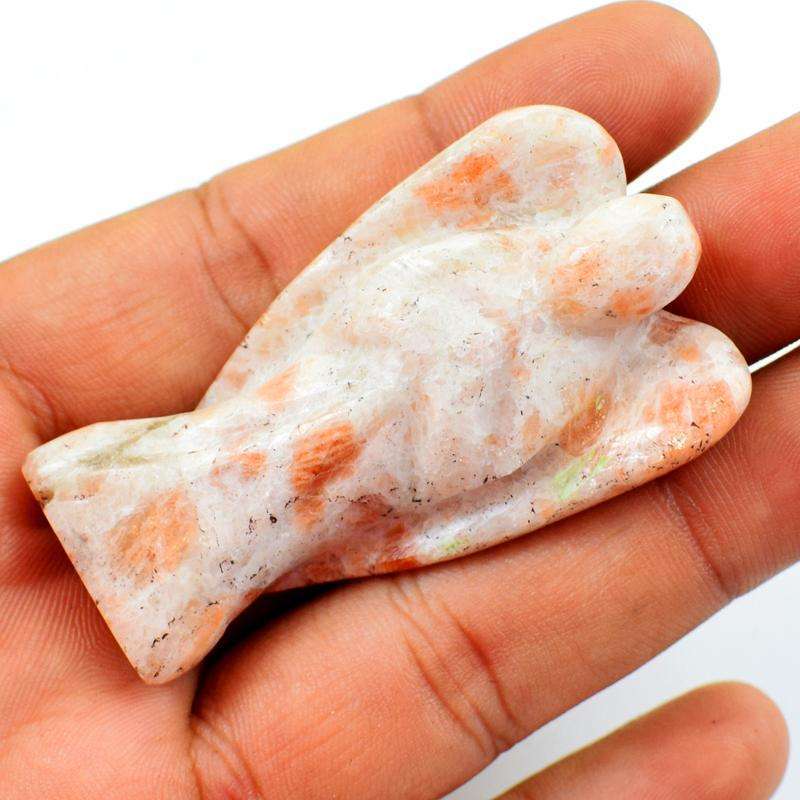 gemsmore:Natural Sunstone Carved Healing Angel Gemstone