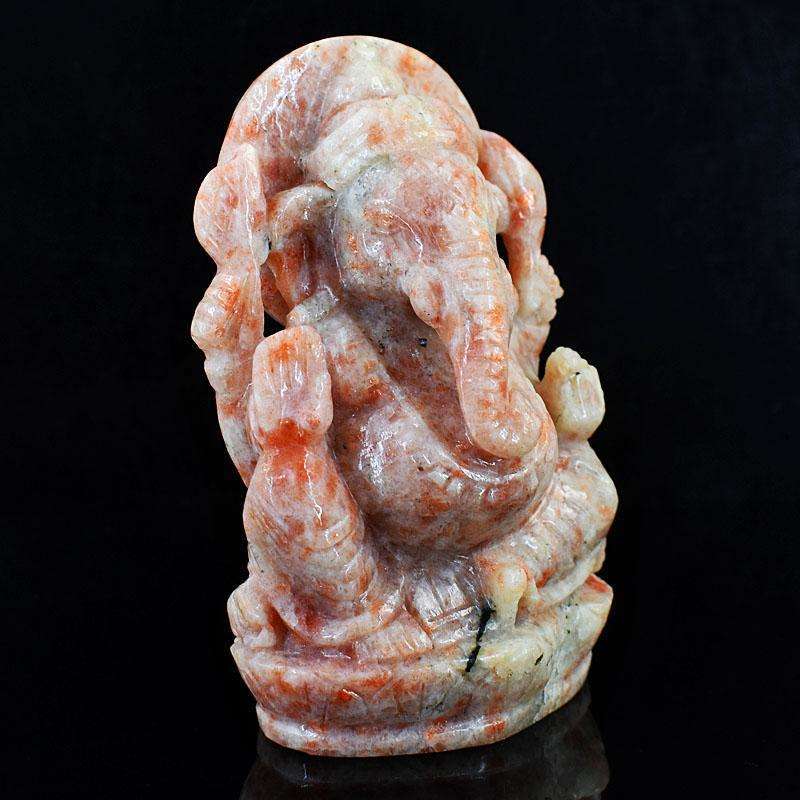 gemsmore:Natural Sunstone Hand Carved Genuine Crystal Gemstone Carving Lord Ganesha