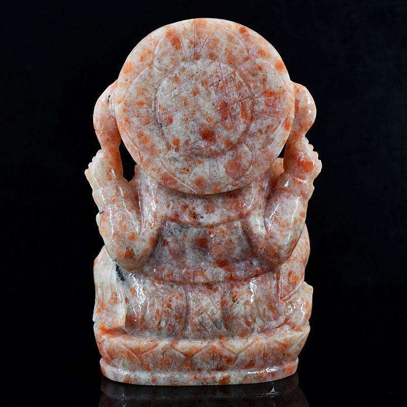 gemsmore:Natural Sunstone Hand Carved Genuine Crystal Gemstone Carving Lord Ganesha