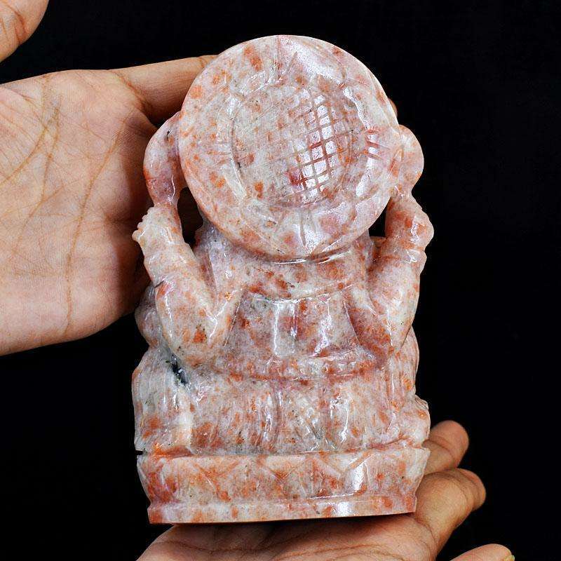 gemsmore:Natural Sunstone Hand Carved Genuine Crystal Gemstone Carving Lord Ganesha