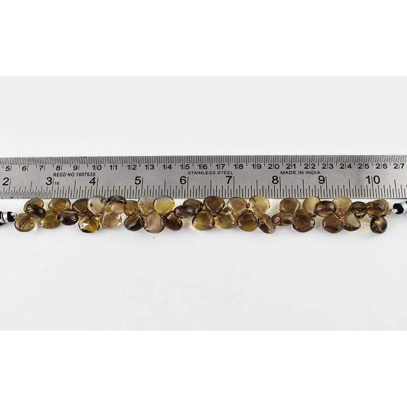 gemsmore:Natural Tear Drop Smoky Quartz Drilled Beads Strand