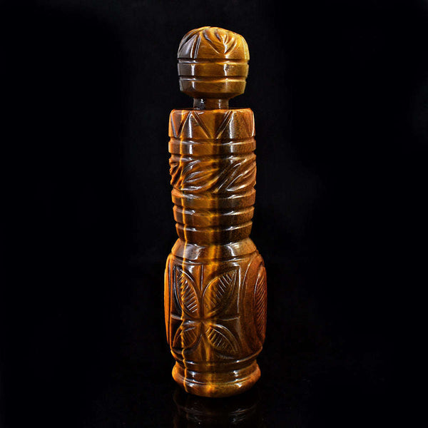 gemsmore:Natural Tiger Eye Hand Carved Genuine Crystal Gemstone Carving Perfume Bottle