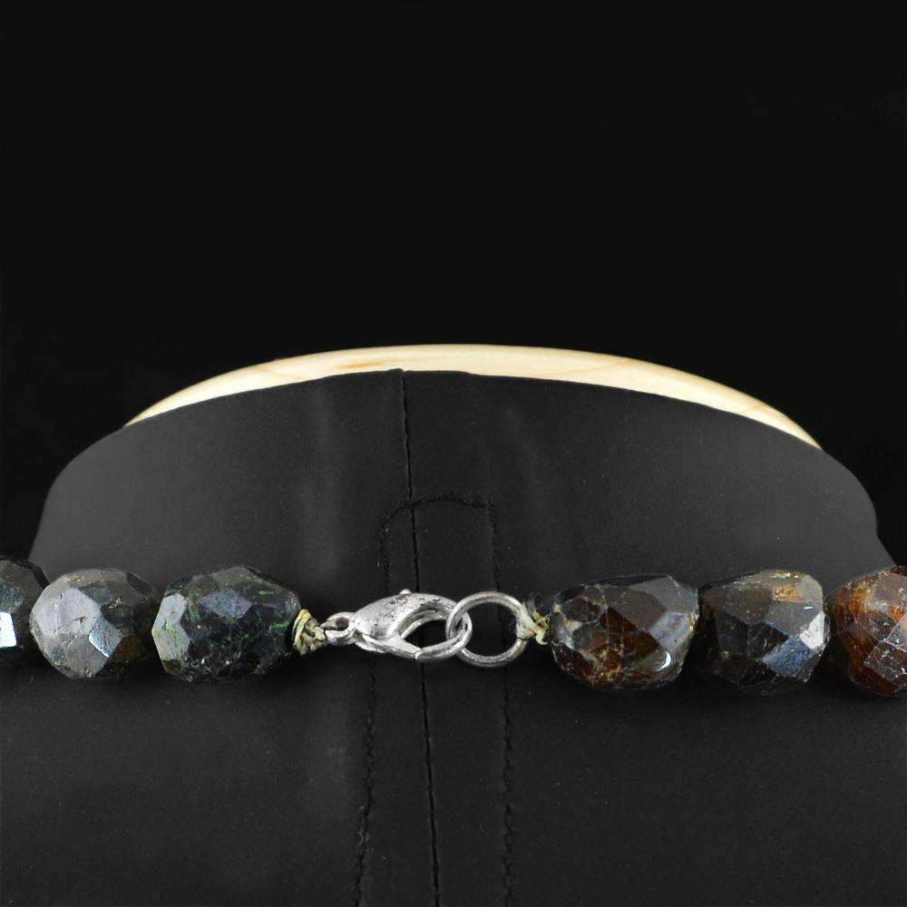 gemsmore:Natural Tourmaline & Rutile Quartz Necklace Single Strand Untreated Faceted Beads