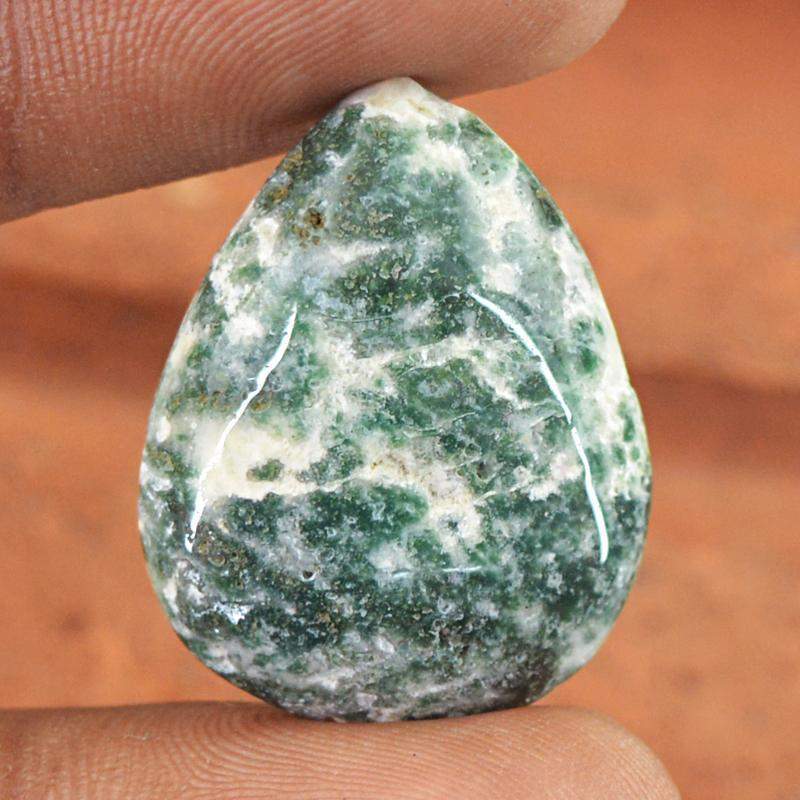 gemsmore:Natural Tree Agate Pear Shape Genuine Gemstone