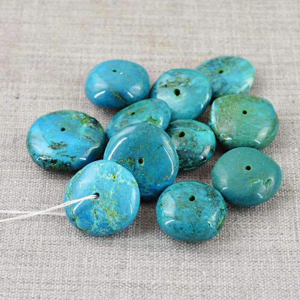 gemsmore:Natural Turquoise Beads Lot - Drilled Round Shape