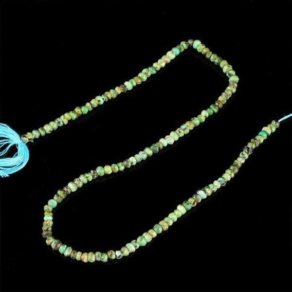 gemsmore:Natural Turquoise Beads Strand Round Shape Faceted Drilled