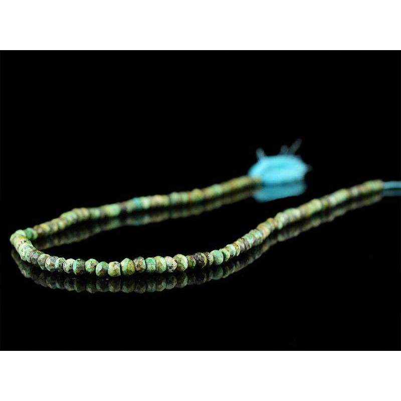 gemsmore:Natural Turquoise Beads Strand Round Shape Faceted Drilled