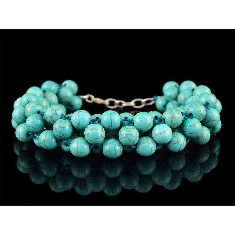 gemsmore:Natural Turquoise Bracelet Round Beads